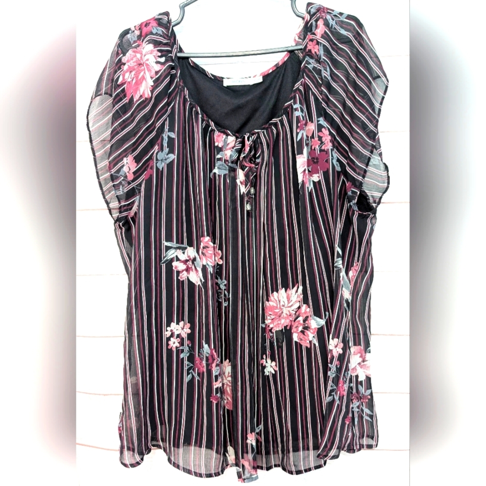 Maurice's Floral Striped Women's Top Size XXL